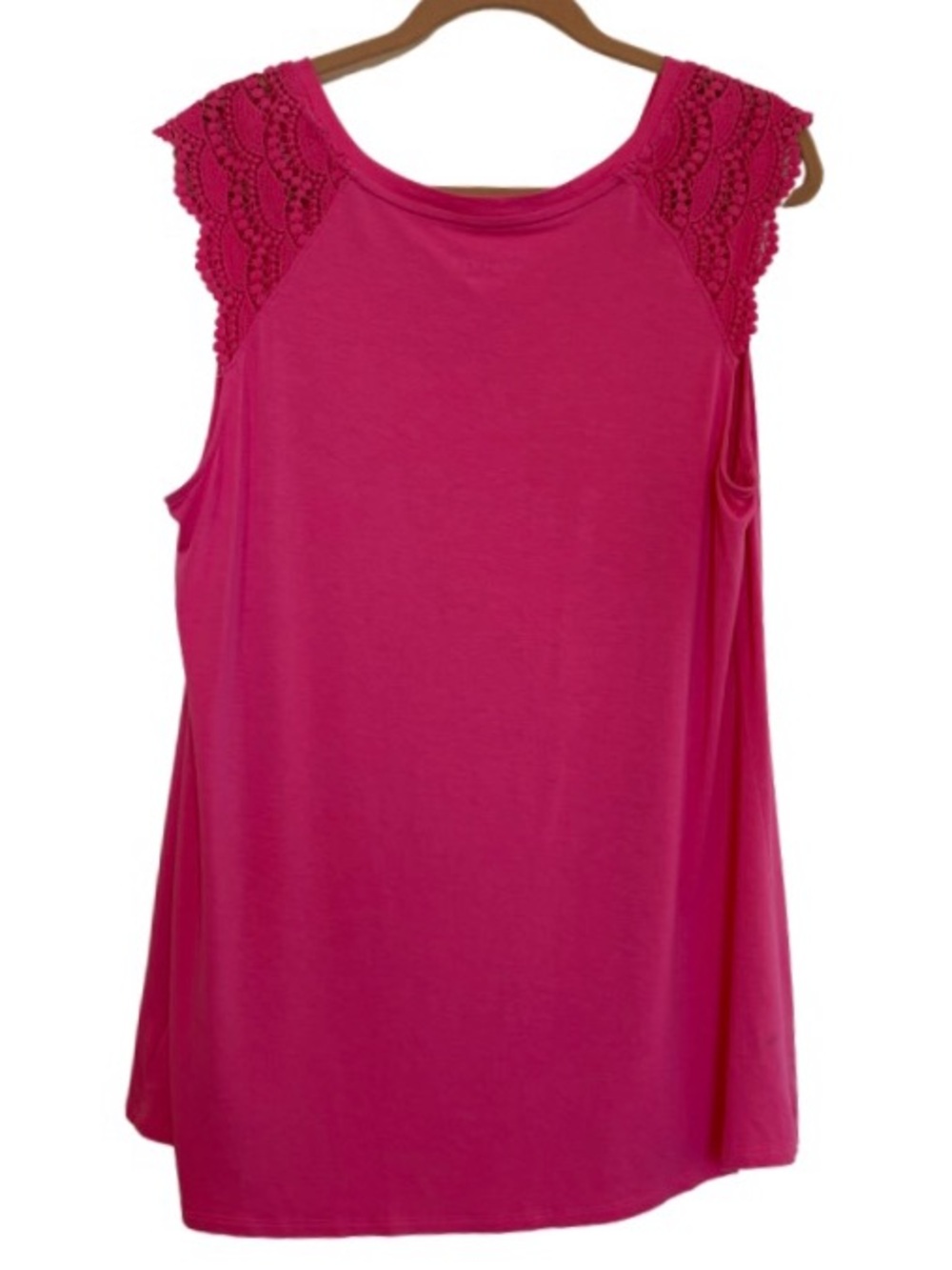 AVA & VIV Top Paradise Pink Crochet Lace V-Neck Cap Sleeve Women’s Plus Size 1X - Picture 6 of 16